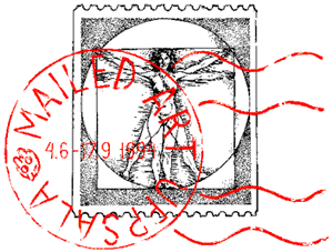 cancelled artist stamp in the right corner of the page